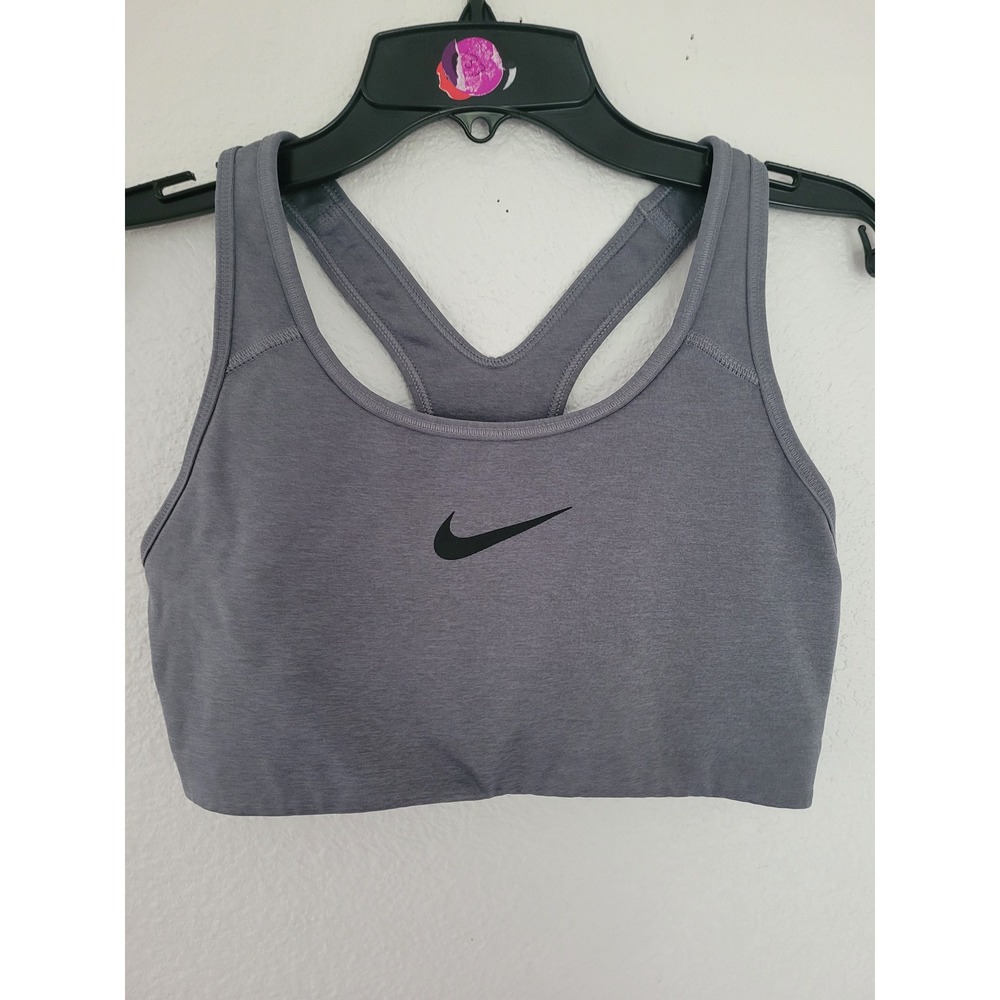 Nike Dri-Fit Sports Bra Racerback Gray Medium Athletic Workout Gym size Med #19